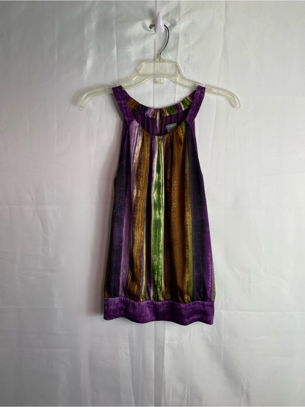 Ann Taylor Purple Multi-Stripe Halter Top
